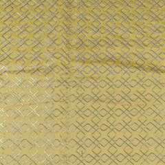 Lemon Colour Chanderi Gota Embroidered Fabric