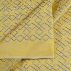 Lemon Colour Chanderi Gota Embroidered Fabric