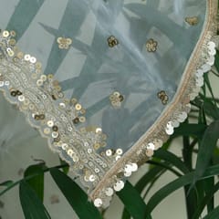 White Dyeble Organza Embroidered Dupatta