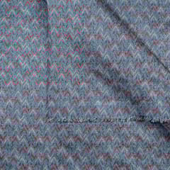 Blue Colour Chanderi Zari Digital Printed Fabric