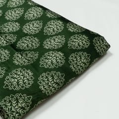 Green Colour Mashru Silk Ajrakh Printed Fabric