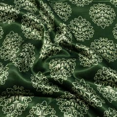 Green Colour Mashru Silk Ajrakh Printed Fabric