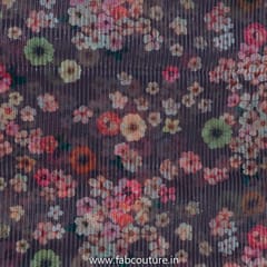 Brown Poly Organza Print With Embroidery (2.1 Meter Cut Piece )