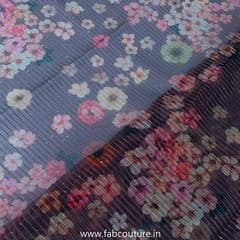 Brown Poly Organza Print With Embroidery (2.1 Meter Cut Piece )