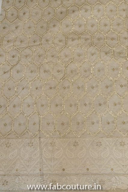 White Colour Chanderi Embroidery (1.9 Meter Cut Piece)