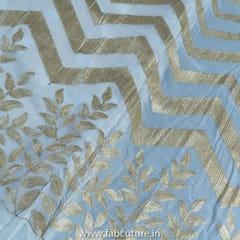 White Dyeble Georgette Embroidered Fabric