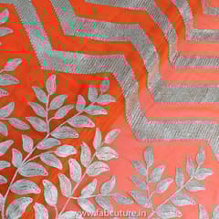Orange Colour Georgette Embroidered Fabric