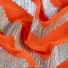 Orange Colour Georgette Embroidered Fabric
