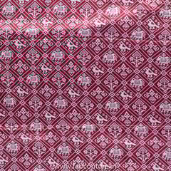 Maroon Colour Mashru Silk Ajrakh Printed Fabric