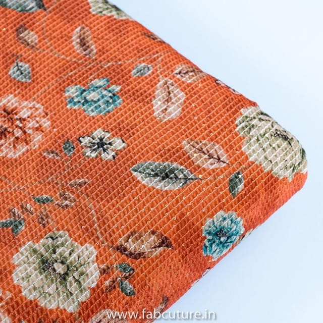 Velvet Digital Print With Embroidered Fabric