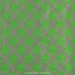 Green Colour Chanderi Embroidered Fabric