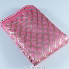 Pink Colour Chanderi Embroidered Fabric
