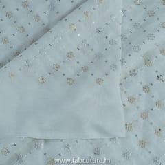 White Dyeble Georgette Embroidered Fabric (50Cm Piece)