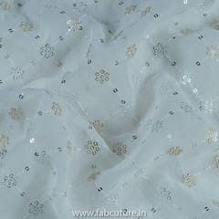 White Dyeble Georgette Embroidered Fabric (50Cm Piece)