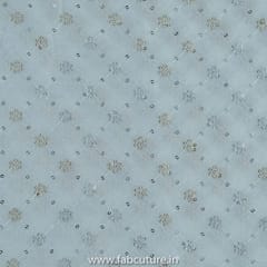 White Dyeble Georgette Embroidered Fabric (50Cm Piece)