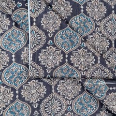 Brown Muslin Zari Strips With Digital Print (1.8 Meter Cut Piece)