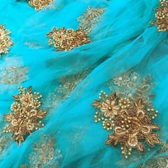 Firozi Net Booti  Embroidery (1 Meter Cut Piece )