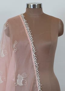 Pink Organza Dupatta Embroidered