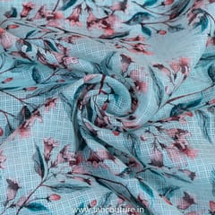 Sea Green Colour Kota Checks Digital Prints (1.9 Meter Cut Piece )