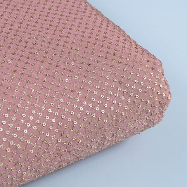 Gajree Colour Chinon Chiffon Sequins Embroidered Fabric