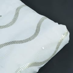 White Dyeable Georgette Sequins Embroidered Fabric