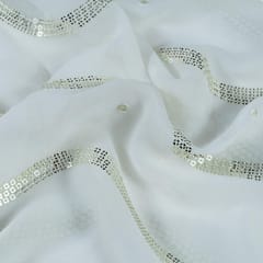White Dyeable Georgette Sequins Embroidered Fabric