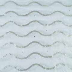 White Dyeable Georgette Sequins Embroidered Fabric