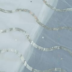 White Dyeable Georgette Sequins Embroidered Fabric