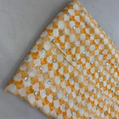 Orange Colour Chinon Embroidery Print