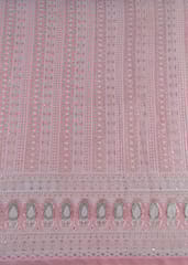 Peach Colour Georgette Thread Embroidered Fabric