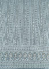 Grey Colour Georgette Thread Embroidered Fabric