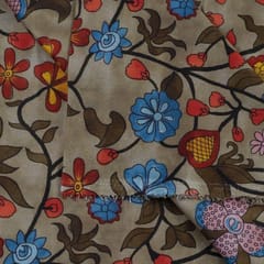 Beige Color Glace Cotton Digital Printed Fabric