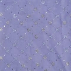Mauve Colour Georgette Embroidered Fabric
