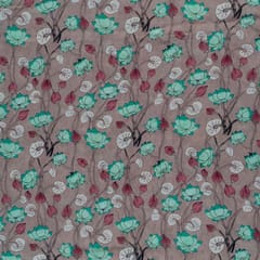 Dark Beige Color Digital Muslin Printed Fabric