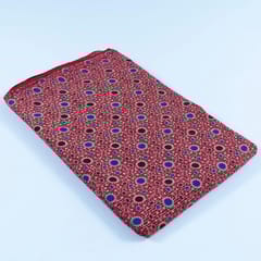 Red Colour Kantha Dobbi Ajarakh Printed Fabric