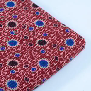 Red Colour Kantha Dobbi Ajarakh Printed Fabric