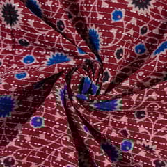 Red Colour Kantha Dobbi Ajarakh Printed Fabric