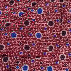 Red Colour Kantha Dobbi Ajarakh Printed Fabric