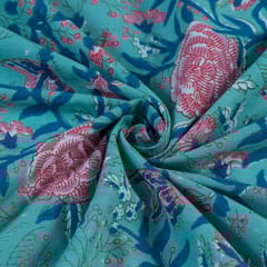 Firozi Cotton Cambric Screen Printed Fabric
