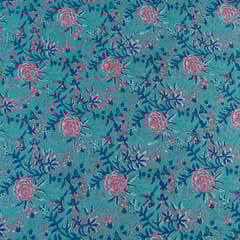 Firozi Cotton Cambric Screen Printed Fabric