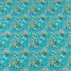 Firozi Cotton Cambric Screen Printed Fabric