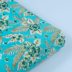 Firozi Cotton Cambric Screen Printed Fabric