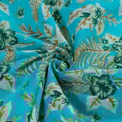 Firozi Cotton Cambric Screen Printed Fabric