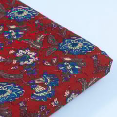 Maroon Colour Cambric Printed Fabric