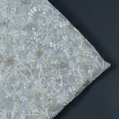 White Dyeable Net Embroidery(1.70 MTR PIECE)