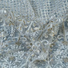 White Dyeable Net Embroidery(1.70 MTR PIECE)
