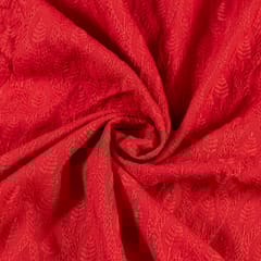 Red Colour Big width Rayon chikan fabric