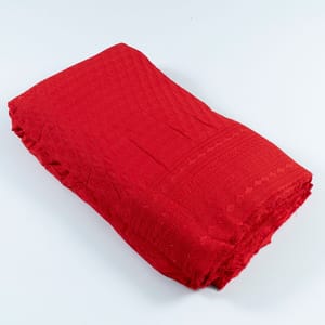 Red Colour Big width Rayon chikan fabric