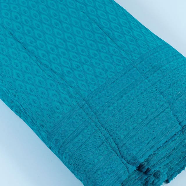Firozi Colour Big width Rayon chikan fabric