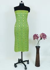 Lime Green Colour Georgette Jacquard fabric